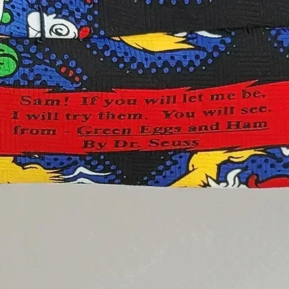 Dr Suess Tie Green Eggs And Ham Polyester Men's Necktie - Picture 4 of 6